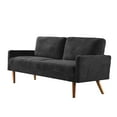 thumbnail image 2 of Cterwk Upholstered Velvet Sofa Couch with Wood Legs, 3 Seater Loveseat Sofa Living Room, Home, Apartment, Office, Black, 2 of 8