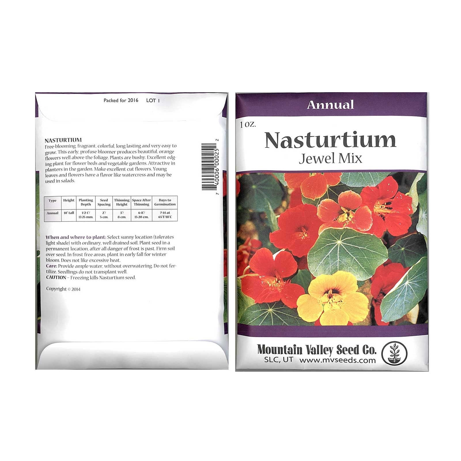 Nasturtium Flower Garden Seeds Jewel Mix 1 Oz Packet Annual
