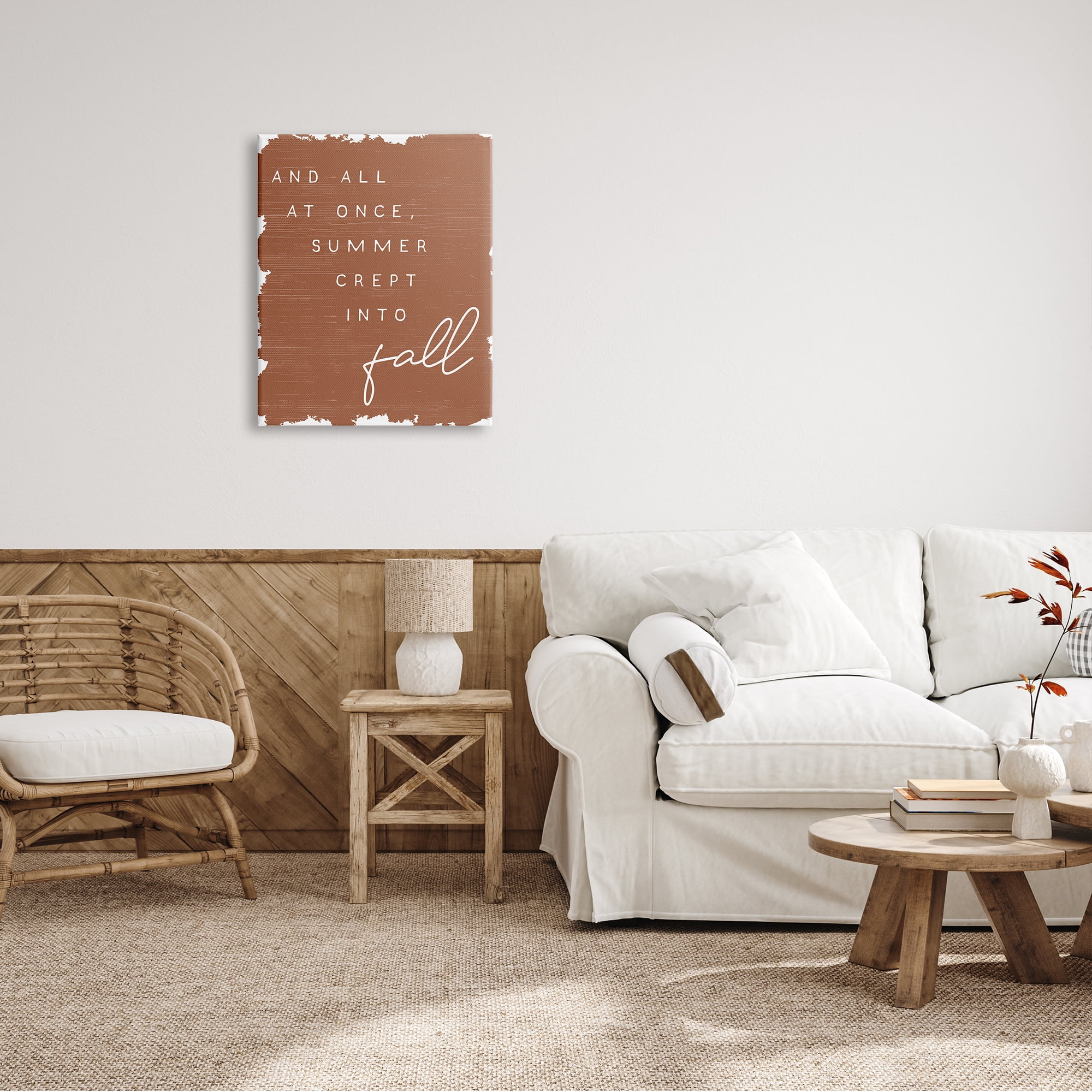 Stupell Industries At Once Summer Into Fall Phrase Orange Pattern, 24 x 30,Design by Daphne Polselli