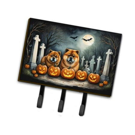 Carolines Treasures DAC2034TH68 9 x 6 in. Unisex Chow Chow Spooky Halloween Leash or Key Holder