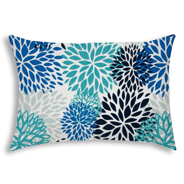 Joita Éclatant Fleurit Intérieur / Extérieur Oreiller Cousu Fermé - Tissu Polyester Marine