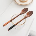 thumbnail image 4 of cucharas de madera respetuosas con el medio ambiente, cucharas de sopa de madera, cucharas de arroz de madera japonesas/coreanas de 23,5 cm x 4 cm (5 piezas), 4 of 6