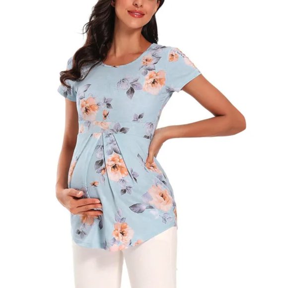 OUSITAID Women‘s Maternity Tops Breastfeeding Floral Printed Top Shirt Double Layer Cotton Top And Maternity Top Winter Pregnancy Clothes