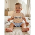 thumbnail image 5 of BemeyourBBs Toddler Baby Boy Summer Clothes Infant Baby Boys Summer Beach Holiday Outfit Casual Embroidered Short Sleeve TShirt Tops and Striped Pockets Shorts 2 Pcs Set, 5 of 9