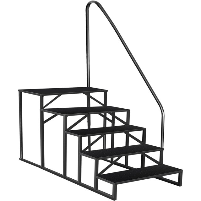 Portable RV Steps with Handrail - 660 lbs Capacity Universal Ladder for Camper, Spa, Pool & Mobile Home
