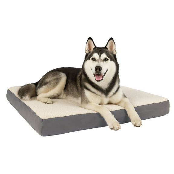 PETMAKER 44x35 Memory Foam Dog Bed with Washable Sherpa Cover (Gray)