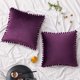 thumbnail image 1 of Paquete de 2 fundas de almohada de terciopelo con pompones, fundas de almohada decorativas, fundas de cojín suaves y sólidas con pompones cuadrados para sofá, sala de estar, sofá Sincero  Hogar, 1 of 3
