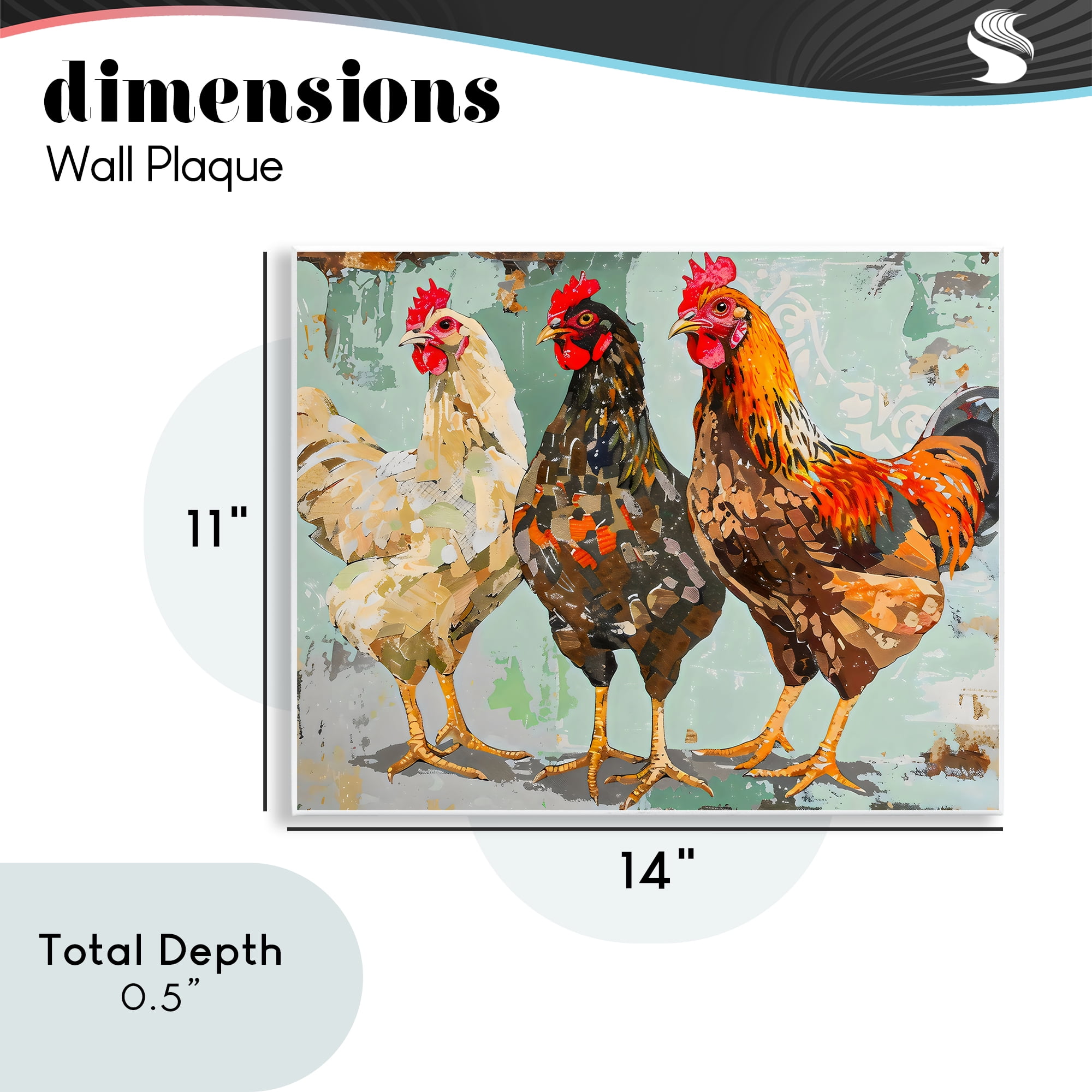 Stupell Industries Abstract Chickens Trio Wall Plaque Art, design by Creative Studio