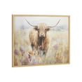 thumbnail image 4 of Kate and Laurel Highland Cow in a Flower Field Landscape Framed Wall Art by The Creative Bunch Studio, 20x16 Gold, Cute Highland Cow Art for Wall, 4 of 7