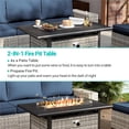 thumbnail image 6 of Muphyers 9 Pcs Patio Furniture Set with 55000BTU Propane Fire Pit Outdoor Rattan Sectional Sofa Set, Ottoman, Modular Wicker Patio Conversation Set, 4" Waterproof Cushions for Porch Balcony,Navy Blue, 6 of 10