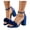 Blue, variant on Women's Lace Flower Heeled Sandals Open Toe Buckle Strap Block Heel Dress Shoes Comfortable Wedding Party Pumps Pink Size 6