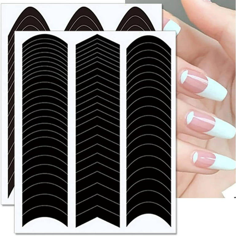 MAIOUSU STORE 4770pcs 120 Sheets 4 Designs Nail Art Stencils French Tip  Guides Stickers Nail Art Tips Guides for DIY Decoration Stencil Tool 120  Sheets French Tip Guides Stickers