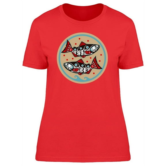 Vintage Salmon Fishes T-Shirt Women -Image by Shutterstock, Female x-Large