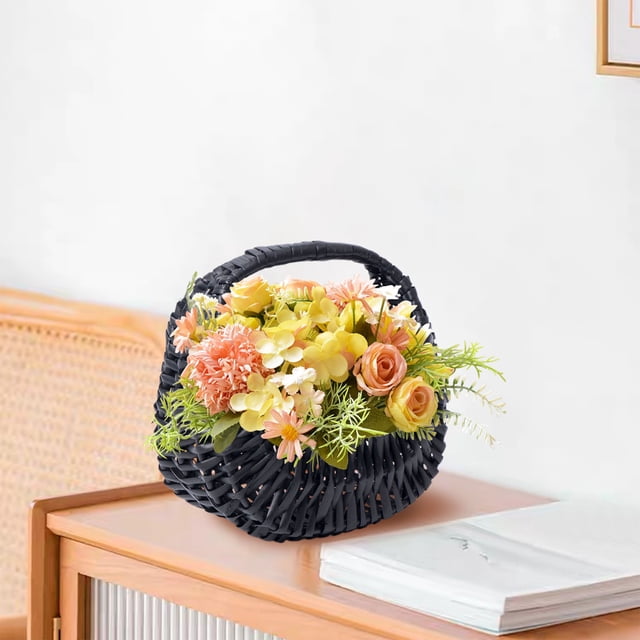 Xihbxyly Cesta de Flores de Madera, Elegante Decoración de Pared, Solución de Almacenamiento Resistente, Diseño de Mimbre Natural, Organización de La Sala de Estar, Mejora Del Hogar, Larga Duración