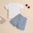 thumbnail image 4 of Baby Boy Outfits Toddler Short Sleeve Summer Gentleman Solid Color Tops Beach Holiday T Shirt and Shorts Casual Outfits Size 6-12 M, 4 of 6