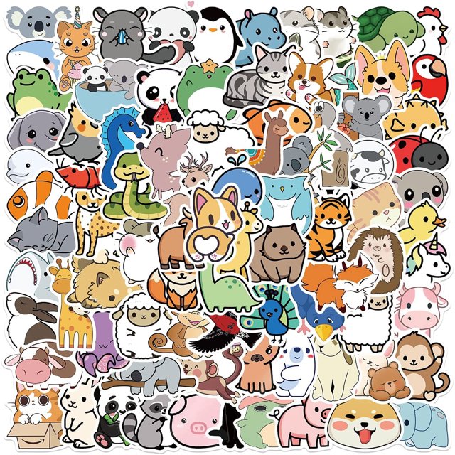 Pegatinas HUOGUO Cute Animal, vinilo impermeable, 100 unidades