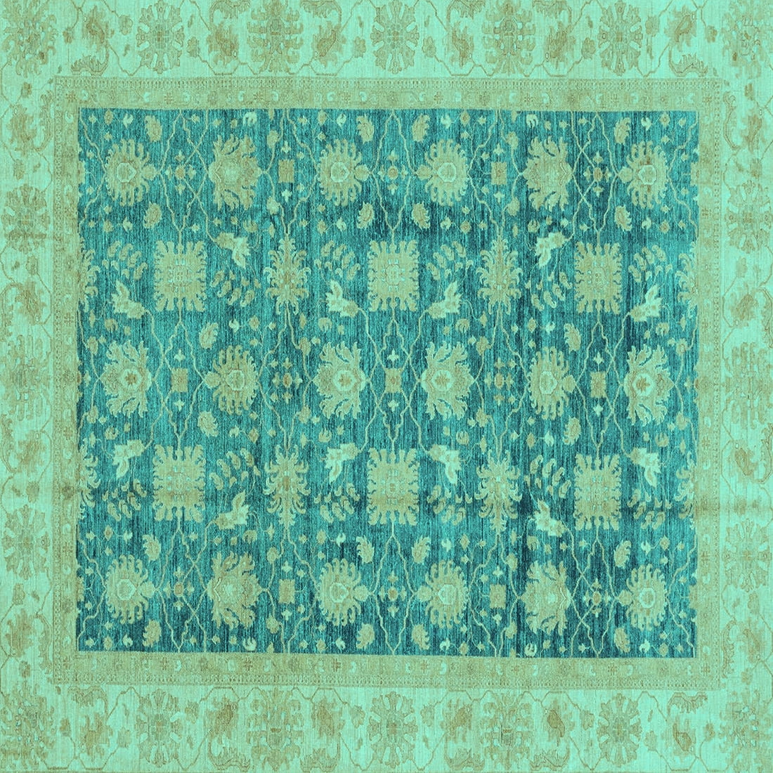 Ahgly Company Machine Washable Indoor Square Oriental Turquoise Blue ...