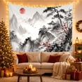 thumbnail image 3 of Cherry Blossoms in Misty Mountain Landscape, Serene Japanese Inspired Style for Nature Lovers, Asian Wall Art, Housewarming Gift, Tapestry Wall Hanging for Bedroom, Living Room and Dorm, 3 of 7