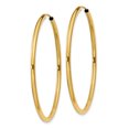 thumbnail image 2 of 14k Yellow Gold Round Endless 2mm Hoop Earrings, 2 of 8