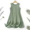 thumbnail image 4 of Women's Summer Mini Dress Fashion Women Summer Solid Casual Round-Neck Sleeveless Mini Dress Green XXL, 4 of 9
