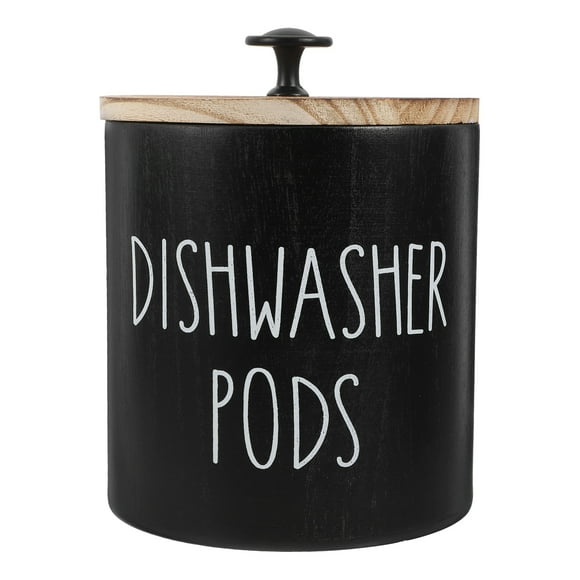 Soporte redondo para cápsulas de lavavajillas, contenedor de madera para almacenar pastillas de detergente con tapa para decoración de cocina y baño.
