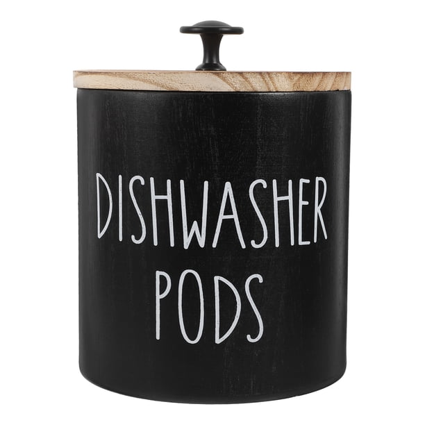 ColoMX Recipiente hermético para pastillas de detergente para lavavajillas, de madera, con tapa con pomo, para baño