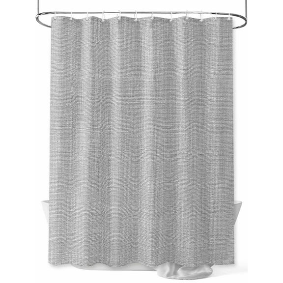 Fsddascl Grey Burlap Texture Shower Curtain Set - Small 36" x 72" Washable Bathtub Curtain with 12 Hooks, Farmhouse Vintage Gray Waterproof Fabric Stall Shower Curtains for Bathroom/Bathtub Décor