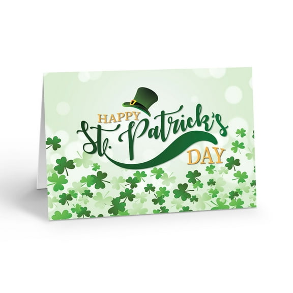 Shamrock Happy St. Patrick's Day Greeting Card - 12 Cards with Envelopes - St. P