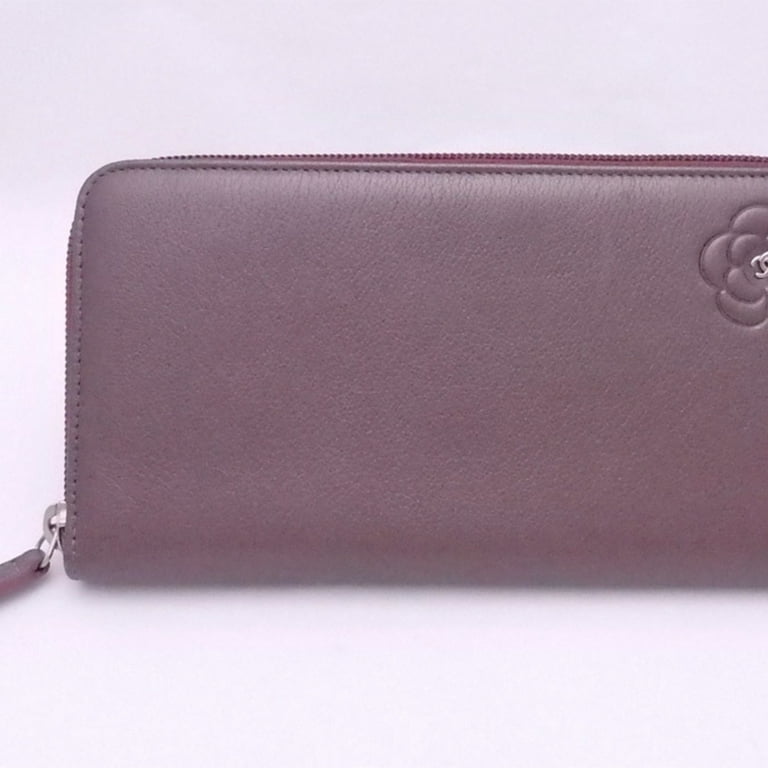 Pre-Owned Chanel CHANEL Round Zipper Long Wallet Camellia Coco