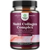 Nature's Craft Pure Multi Collagen Complex with Biotin 5,000mcg per Serving & Vitamin C Capsules - Advanced Hair Skin and Nails Vitamins