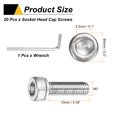 thumbnail image 2 of Uxcell 20 Pack Hex Socket Head Cap Screws Bolts, M3x10mm 304 Stainless Steel Socket Drive Machine Screws Bolts with Wrench, Full Threaded, Silver, 2 of 7