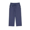 thumbnail image 4 of Fnooota Women's Cotton Linen Capris, Relaxed Fit Elastic Waist Trendy Casual Capri Pants Navy Size L, 4 of 4