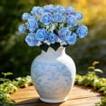 thumbnail image 3 of Artificial Camellia Rose 5 Forks 10 Heads Blue Fake Floral, Realistic Imitation Bouquet for Home Vase, Wedding & Party Decor, 29cm Length, 3 of 5