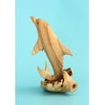 thumbnail image 3 of G6 Collection Wooden Hand Carved Single Dolphin Statue Sculpture Wood Home Decor Fish Figurine Handcrafted Handmade Seaside Tropical Nautical Ocean Coastal Decoration, 3 of 5