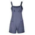 thumbnail image 4 of Erwazi Women Rompers Summer Adjustable Tie Knot Straps Short Overall Sleeveless Jumpsuits with Pockets, 4 of 7