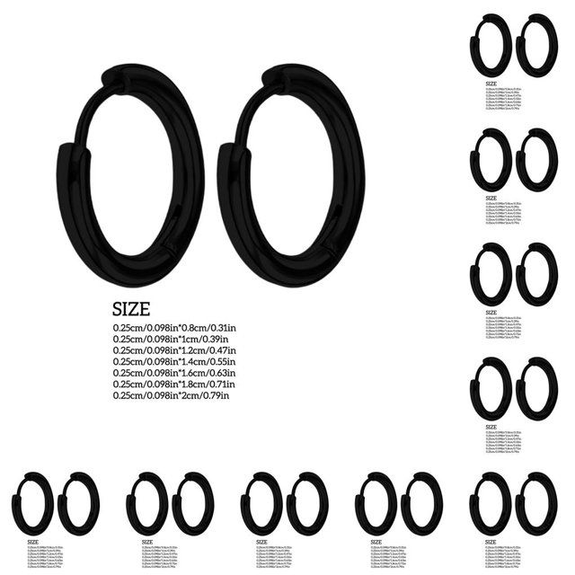 Guardurnaity Pendientes de aro de plata para mujer, acero inoxidable, galvanoplastia, aros brillantes, accesorios de joyería, negro, 2,5*14mm negro 2.5*14mm 10piezas Guardurnaity CBP202554