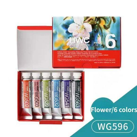 Holbein Artist's Watercolors Set of 6,5ml Tubes Art Supplies for Adult Teens Beginner Amateur Artists,WG596