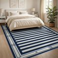 thumbnail image 3 of ODIKA 8'x10' Washable Area Rug Non-Slip Chair-Friendly Mat Nautical Layered Border Front Doormat Stripe Welcome Striped Door Playful for Dining Room, Large Office, Lounge, 3 of 7