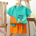 thumbnail image 2 of Sopiago Toddler Baby Clothes Boy 3 6 12 18 24 Months 2T 3T 4T 5T Boys Summer Outfits Retro Animals Tee Shirts T-Shirt + Shorts Set Pajamas Boys Light Green,18-24 Months, 2 of 5