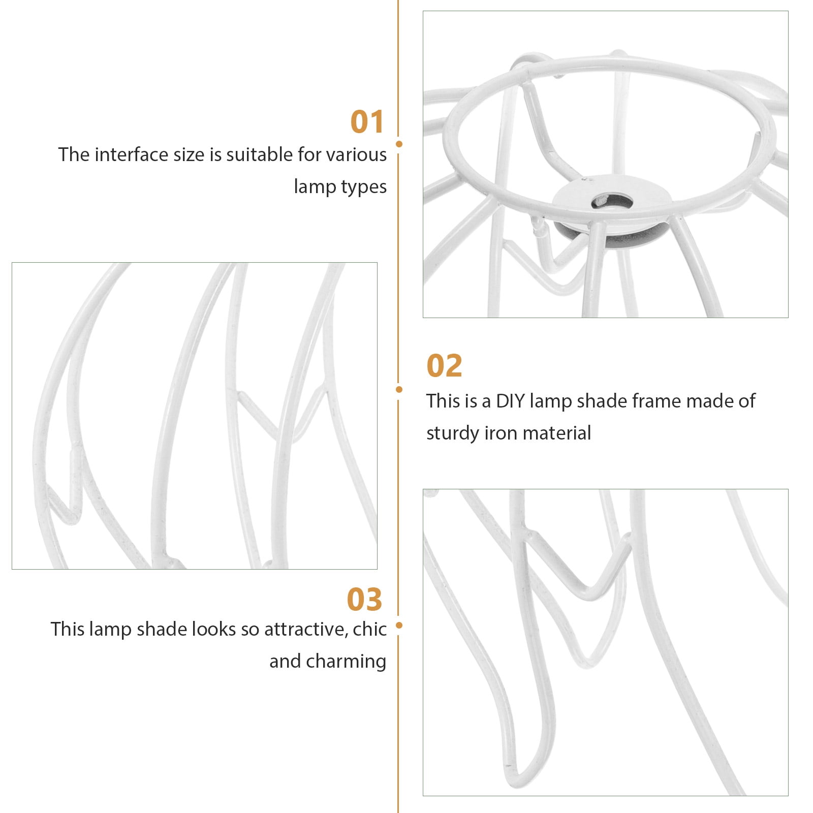 Zoyueyie Lamp Bulb Wire Frame DIY Lampshade Frame Sturdy Metal Lampshade Ring Ceiling Lamp Shade Frame