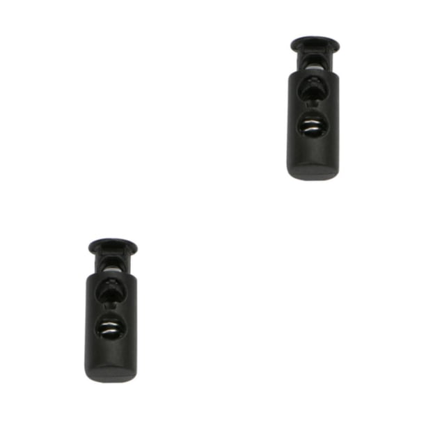 Qarigey 100 Piezas Tapón de plástico Cordón Cerradura Agujero doble Sujetador de frijol Cuerda Toggle Bag Negro 5 2.4*0.85