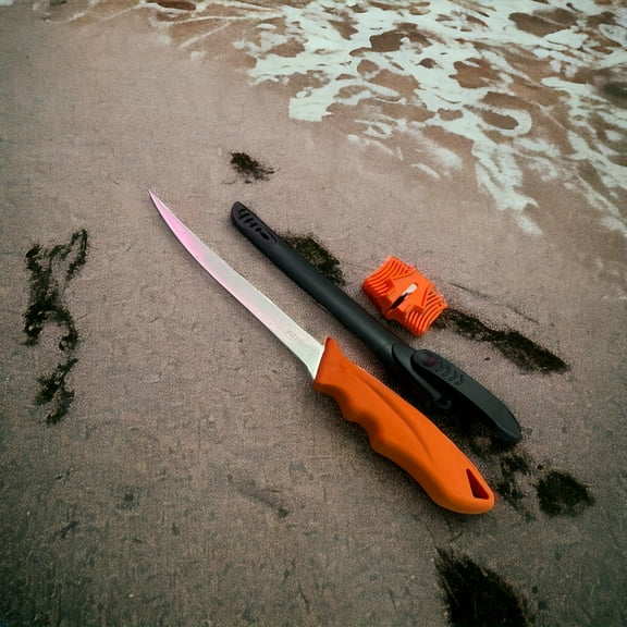 3PC Fishing Knife Combo Set – 12.3" Fishing Knife with 7.1" Stainless Steel Blade, 2.3" Ceramic Sharpener, Non-Slip Handle & Custom Sheath – Perfect for Outdoor Camping and Fishing, Ideal Gift for Lo