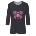 thumbnail image 4 of IROINNID Discount Breast Cancer Pullover for Women Breast Cancer Awareness Loose Printed Loose T-shirt 3/4 Sleeves Blouse Round Neck Tops,Gray, 4 of 5