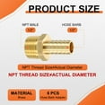 thumbnail image 2 of 6 Pack Brass Hose Barb to NPT Male Adapter, 1/2" Barb x 1/2" NPT Male for Automotive, Fluid Transfer, Gardening, Water Treatment, 2 of 6