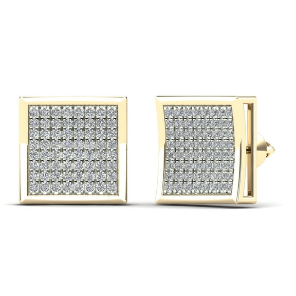aaXia Men’s 14K Yellow Gold 3/8ct TDW Diamond Square Stud Earrings