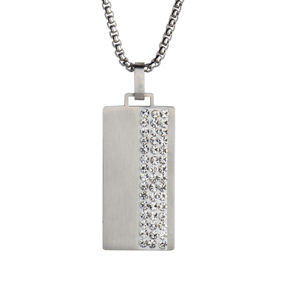 Collar Hombre Acero Inoxidable con Zircona Cúbica LUCKMAN, Cadena con Dije, Modelo Luke plateado UNITALLA