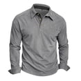 thumbnail image 2 of Lmueinov Mens 3 Button Collared Corduroy Long Sleeve Shirts Solid Chest Pocket Casual Business Tops Fall Winter Office Workout Golf Everyday Wear, 2 of 6