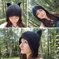 thumbnail image 2 of ORUYROP Bonnet Tricoté Oreilles de Chat Mignonnes d'Hiver avec Rabat, 2 of 6