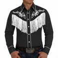 thumbnail image 5 of Conairie Men's Western Cowboy Shirts Long Sleeve Embroidered Shirts Slim Fit Casual Button Down Shirt with Pockets Light Black L, 5 of 6