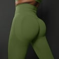 thumbnail image 5 of OSOLU New Knitted Seamless Push Up Tight Yoga Pants For Women High Waist And Show Running And Fitness Pants Workout Stretchy Running Tummy Control Joggers Bottoms Army Green L, 5 of 5